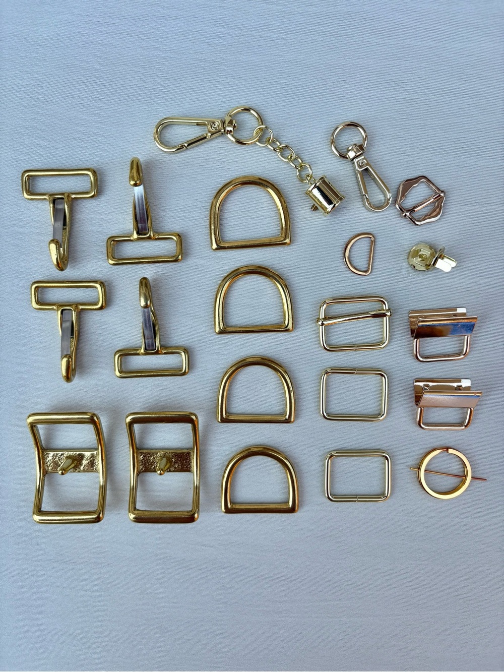 Bright Gold Metal Bag Hardware Destash Bundle Purse Making Supplies Lot 19pc